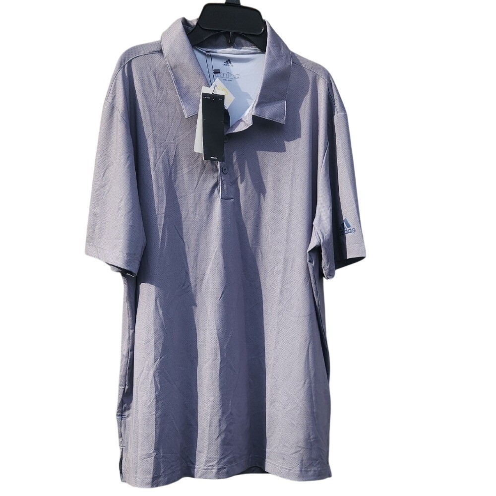 NEW Adidas Ultimate Dot UPF 50 Sport Sun Golf Polo Large Gray Performance Drifit